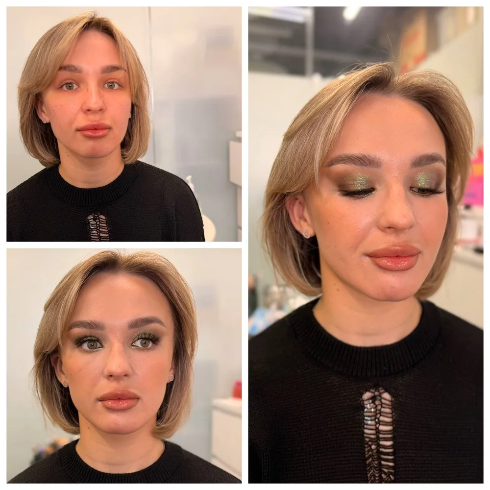 Вечерний макияж с зелёными тенями